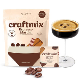 Craftmix Espresso Martini mixer bottle pour enables quick coffee cocktails.