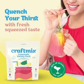Craftmix lemonade pink packet close-up with refreshing hue.