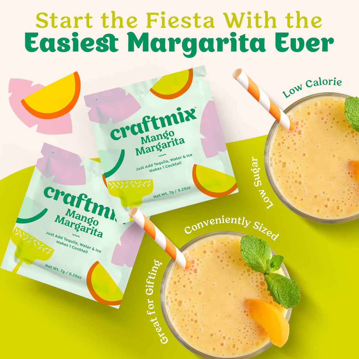 Craftmix Mango Margarita glass ready to enjoy a refreshing drink.