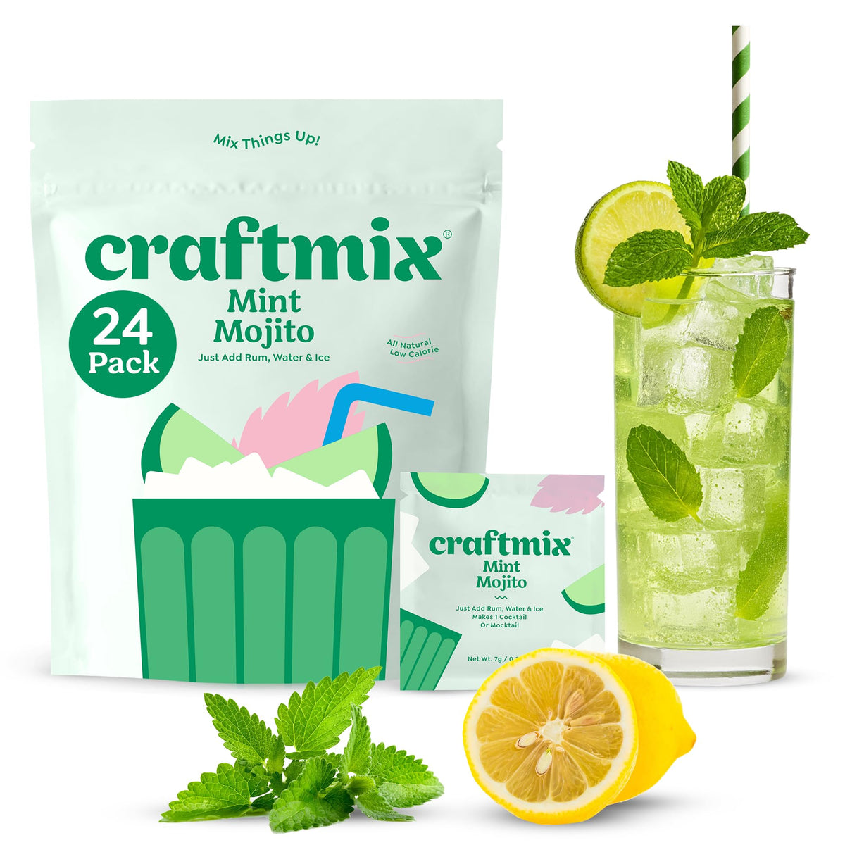 Craftmix Mint Mojito Packet ready to mix with water for a refreshing, low‑calorie drink