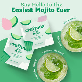 Close‑up of Craftmix mocktail ingredients showing natural flavors