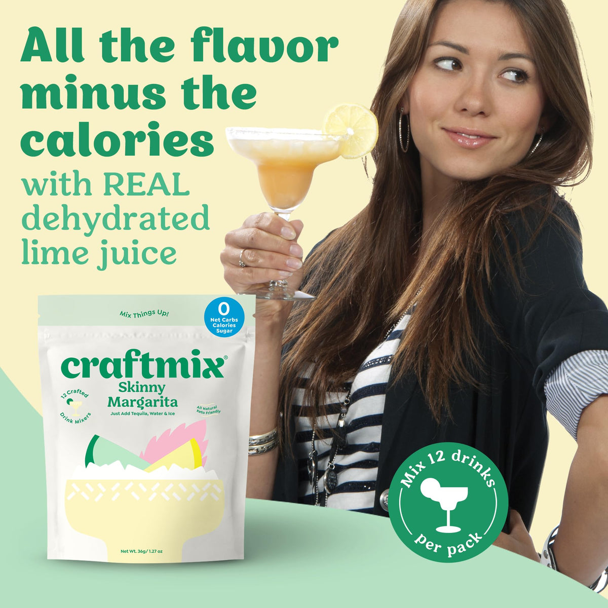 CraftMix ready mocktail bottle and mixer in glass.