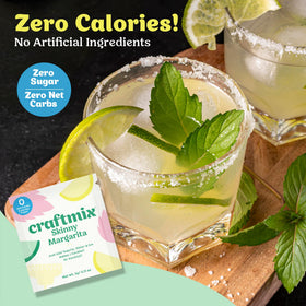 CraftMix on-the-go packet on beach scene suggesting portable flavor.