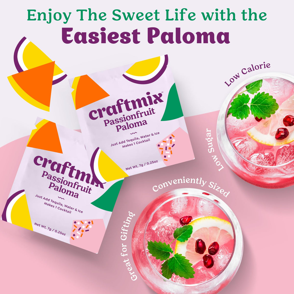 CRAFTMIX Passionfruit Paloma packet open signals instant mix convenience
