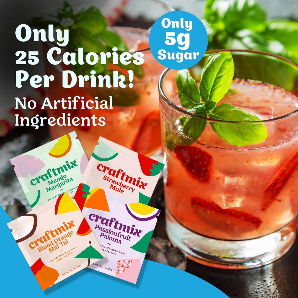 Craftmix Passionfruit Paloma packet captures bright aroma for mocktails or cocktails.