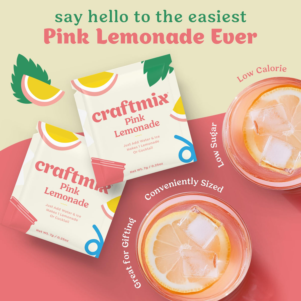 CRAFTMIX Pink Lemonade glass of water showing refreshing color and aroma