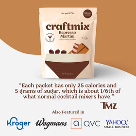 Craftmix pre-measured packet stir simplifies cocktail prep.