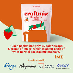 CraftMix Strawberry Mule on-the-go pack in a beach setting for portable flavor.