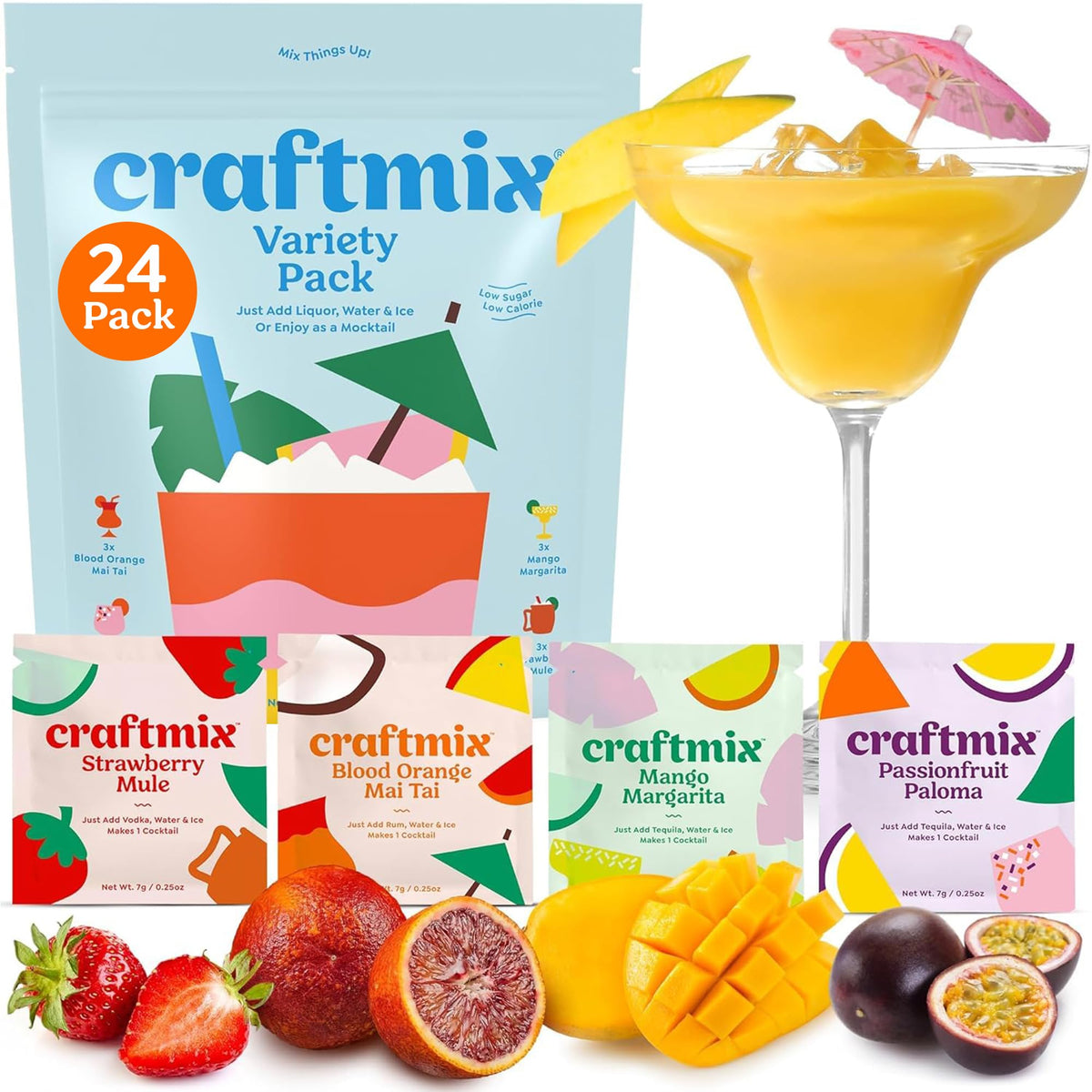 Craftmix strawberry-mule-packet for a refreshing low-sugar cocktail.