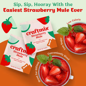 CraftMix Strawberry Mule being poured into a glass with ice for a refreshing, fast-serve drink.