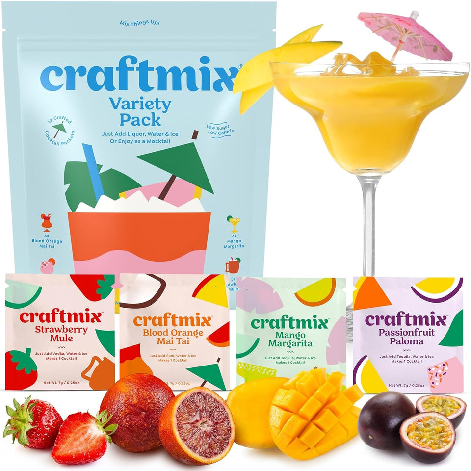 Craftmix Strawberry Mule packet for quick, flavorful cocktails at home.