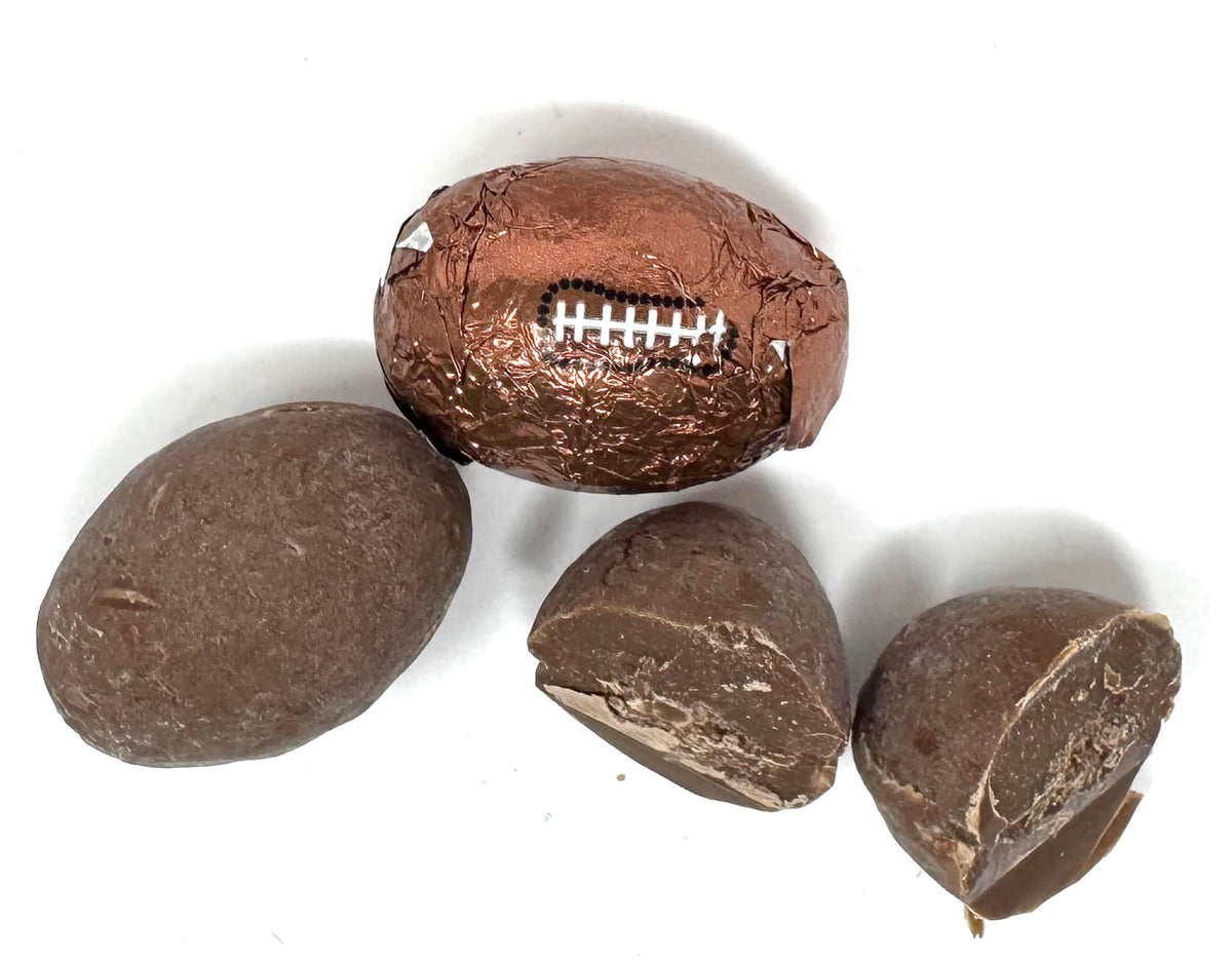 Crait 1lb football chocolate bag suited for party snack stations.