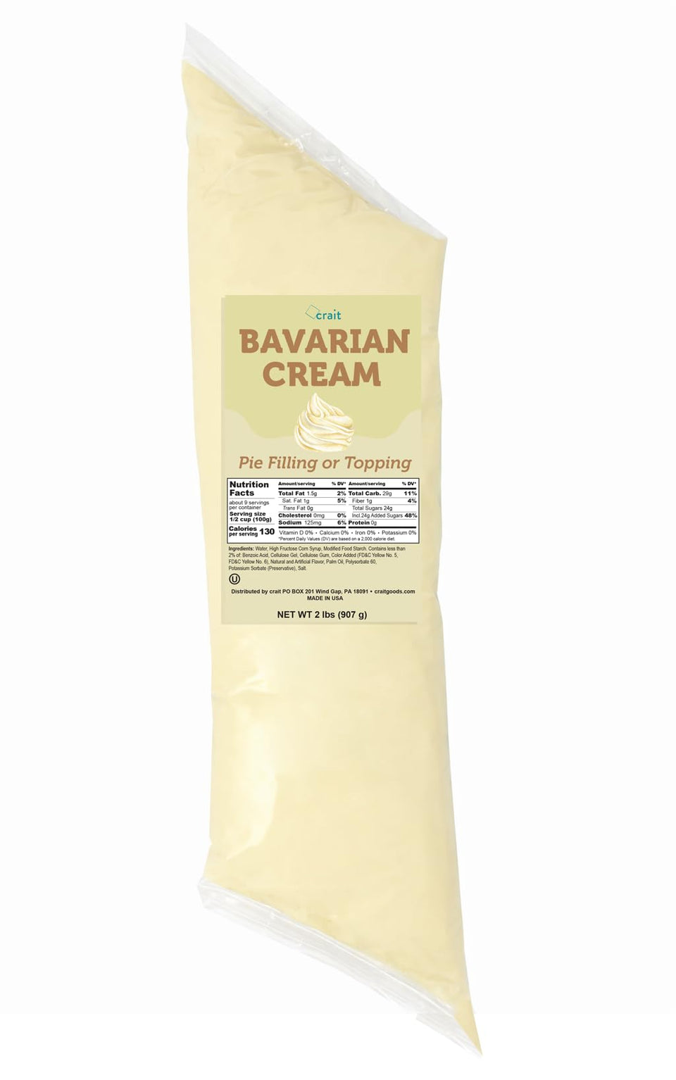Crait Bavarian Cream filling bottle pour shows bakery-quality cream for quick dessert assembly.