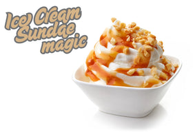 Crait chopped peanuts ice cream topping idea with drizzle of flavor and crunch.