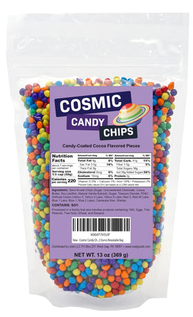 Crait cosmic brownie sprinkles bag front showing vibrant rainbow chips for top decoration