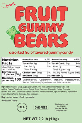 Crait Halal gummy bears fruit flavors—soft chewy option for diverse diets