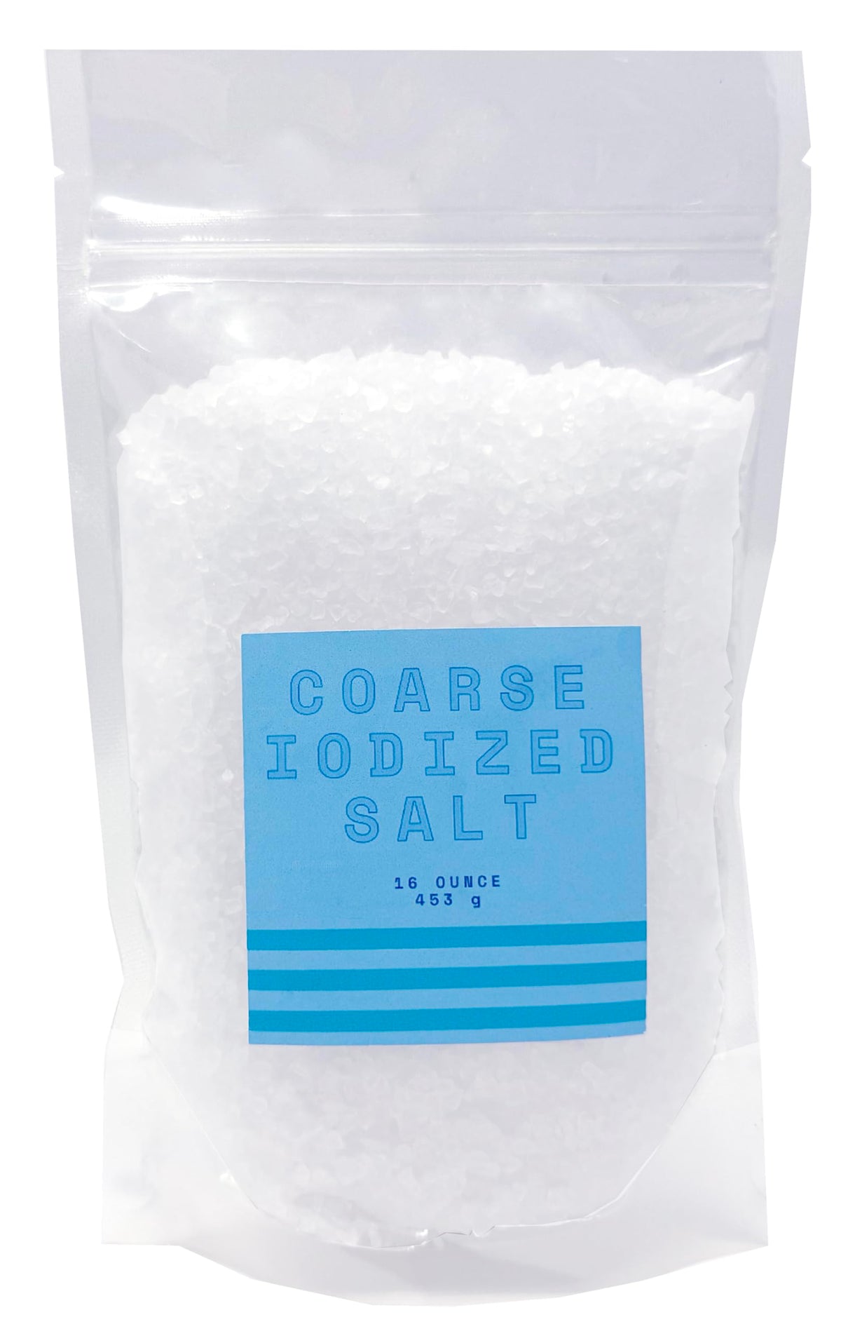 Crait iodized salt for grinders in a coarse 16oz bag ready for refilling.
