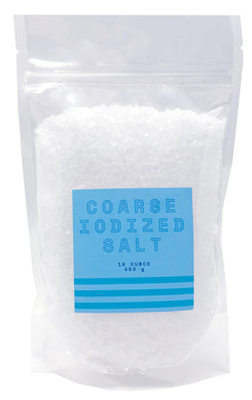 Crait iodized salt for grinders in a coarse 16oz bag ready for refilling.
