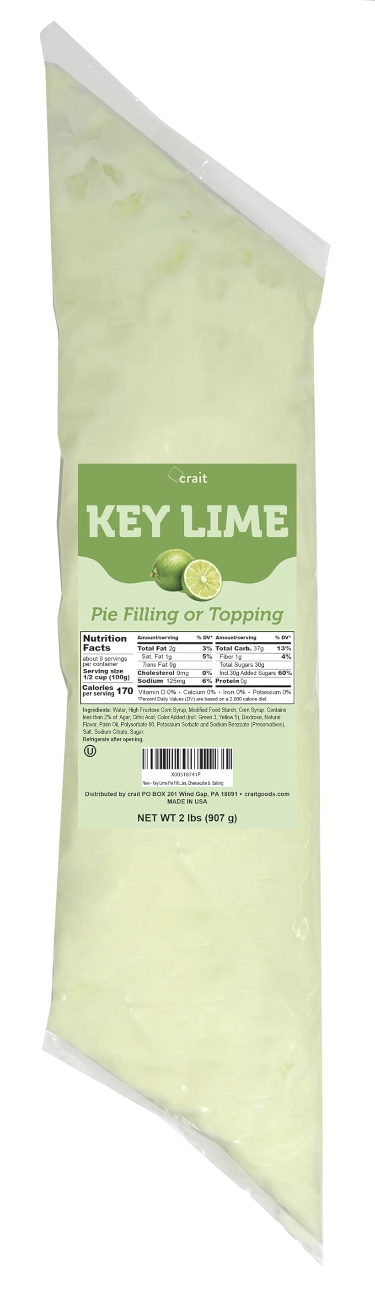 Crait Key Lime Pie Filling in a 2lb easy squeeze bag for precise, mess-free decorating.