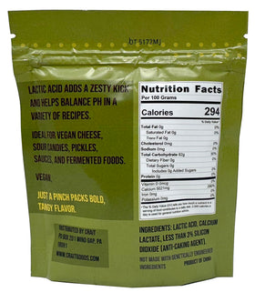 Crait Lactic Acid Powder on the kitchen counter, ideal for makers balancing flavors in ferments.