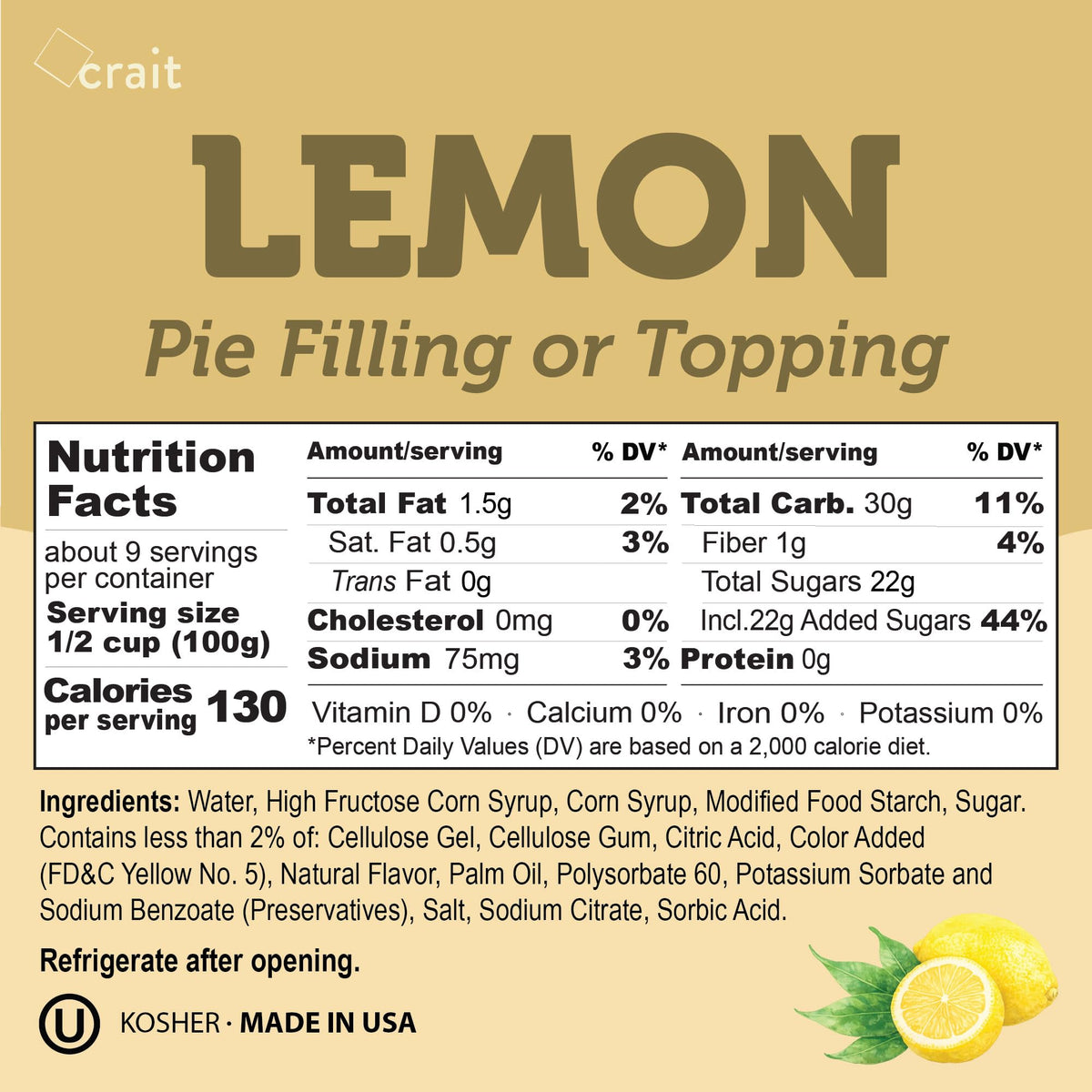 Crait lemon pie filling versatile uses for pies, cookies, cupcakes, and cheesecakes