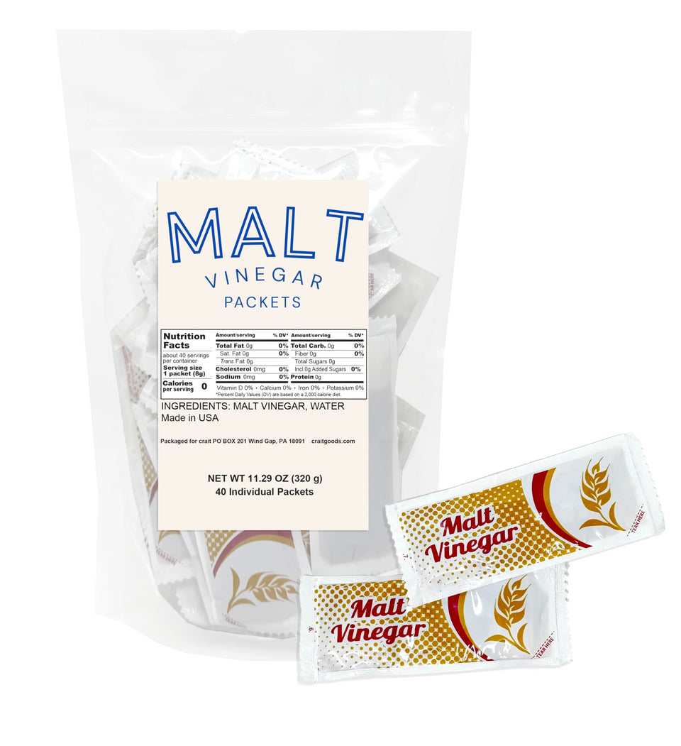 Crait malt vinegar single-serve packet for fries, tangy boost anytime.