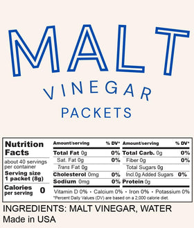 Crait malt vinegar 8g packet, convenient takeout condiment and portion control.