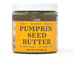 Crait organic raw sprouted pumpkin seed butter jar showcases single-ingredient nutrition.