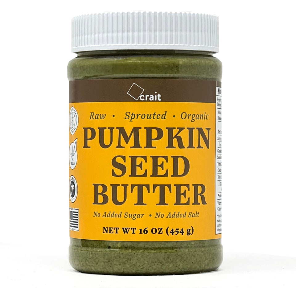 Crait pumpkin seed butter in a jar with creamy spread-friendly texture