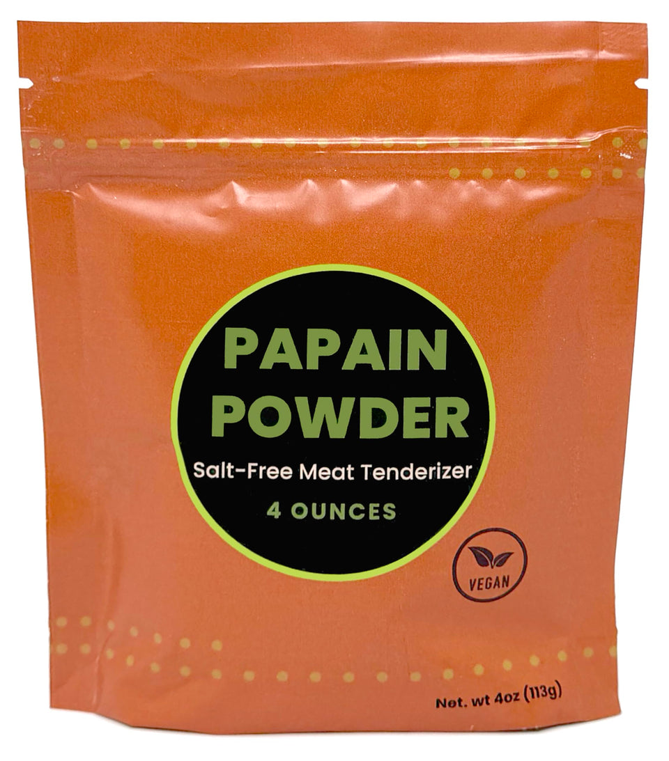Crait Papain Powder jar showing 4 oz, 35 TU/mg for tenderizing meats.