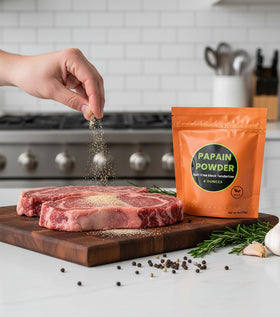 Crait Papain Powder bag with reseal keeps freshness.