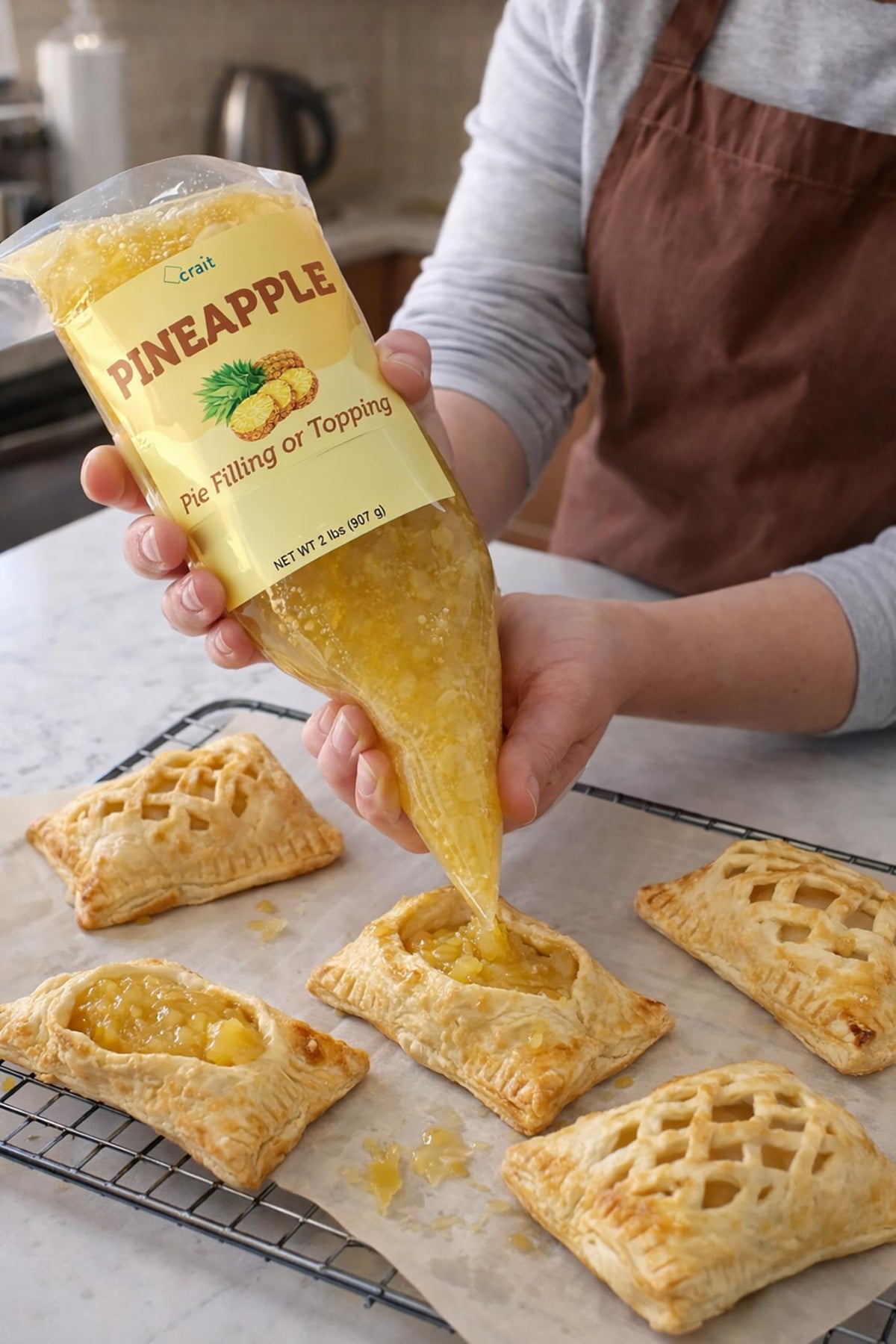 Crait Pineapple Pie Filling texture close-up showing thick bake-stable density