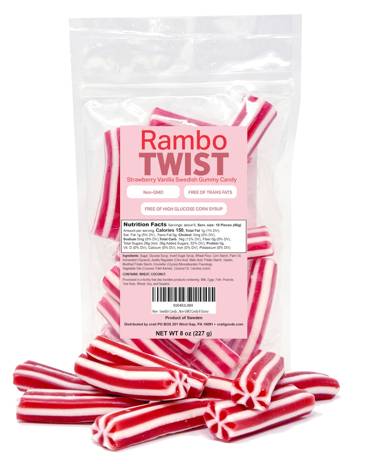 Crait Rambo Twist strawberry vanilla bag—reseal keeps candy fresh between servings.