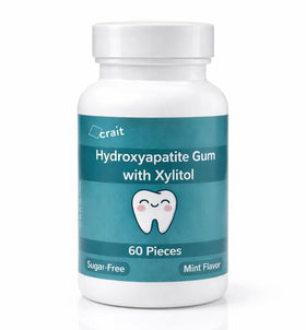 Crait remineralizing gum hydroxyapatite piece closeup for enamel-friendly care
