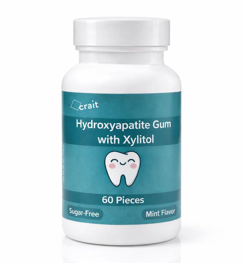 Crait remineralizing gum hydroxyapatite piece closeup for enamel-friendly care