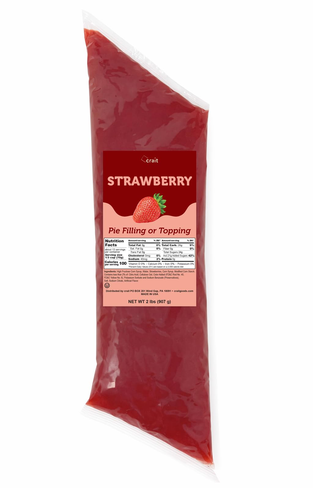 Crait strawberry pie filling in an easy-squeeze bag for mess-free baking