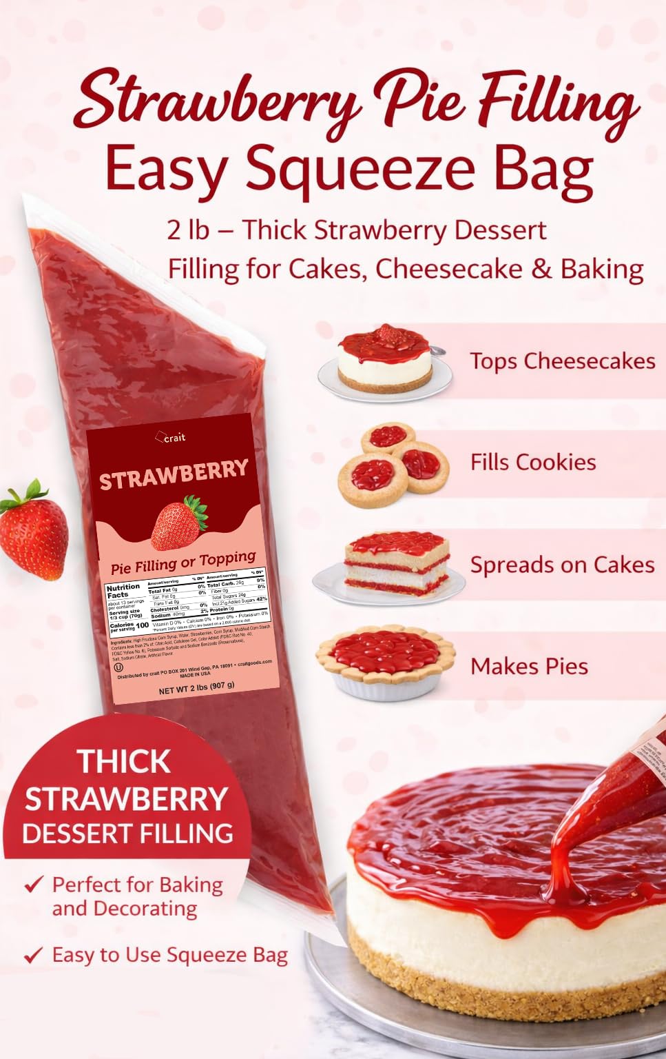 Crait thick filling holds shape for sturdy layers during baking
