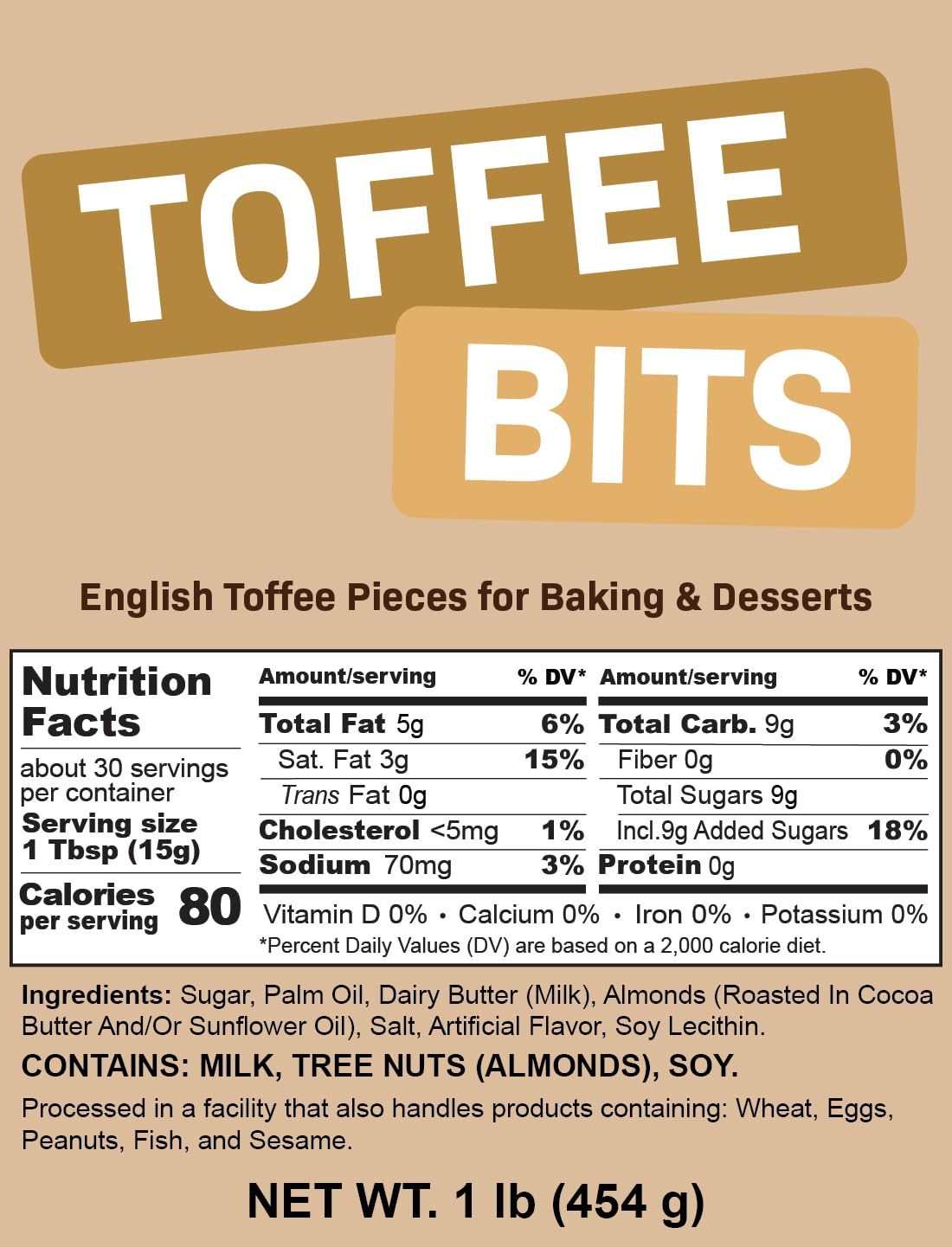 Crait toffee bits in cookie dough provide uniform melt-in flavor for cookies.