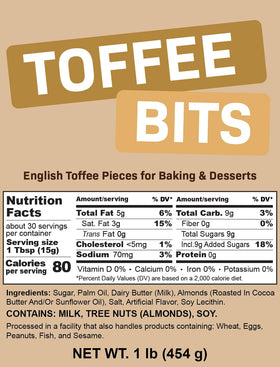 Crait toffee bits in cookie dough provide uniform melt-in flavor for cookies.