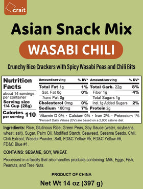 Crait Wasabi rice crackers closeup showing multi-texture crunch and flavor.