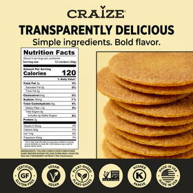 Craize Sweet Corn Crisps close-up of toasted kernels and crunch.