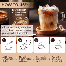 Crasye steaming cup of mushroom coffee with rich aroma