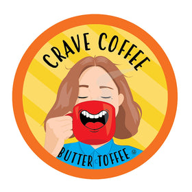 Crave Beverages Butter Toffee pod closeup highlighting rich aroma for a comforting morning