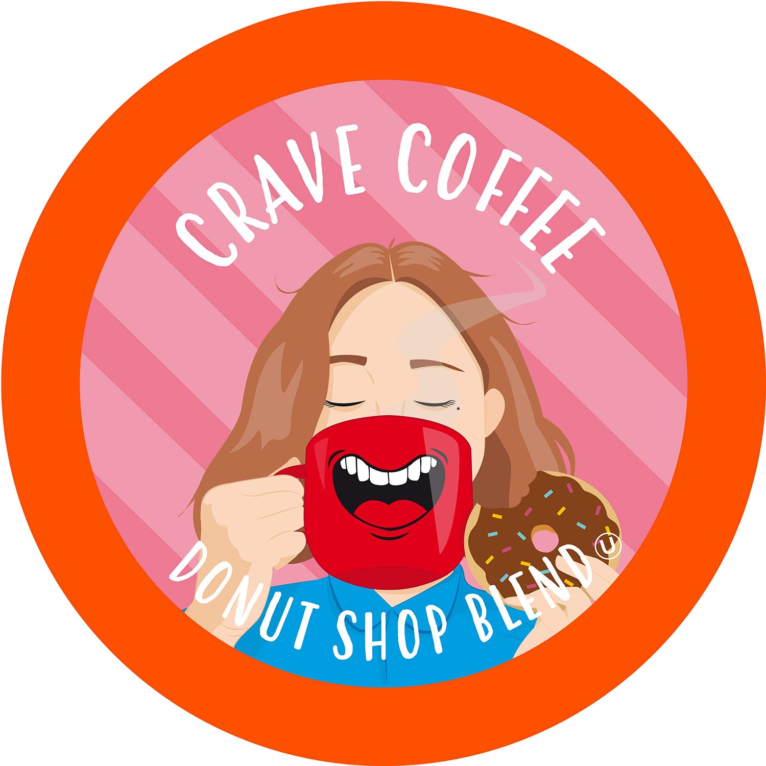 Crave Beverages Donut Shop pods packaging showcases recyclable materials for eco-friendly use.