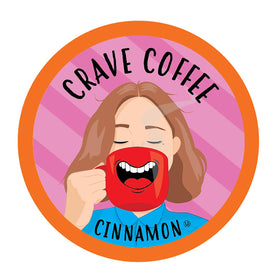Crave Beverages cinnamon-flavored coffee pods in a box for bold morning ritual and convenience.