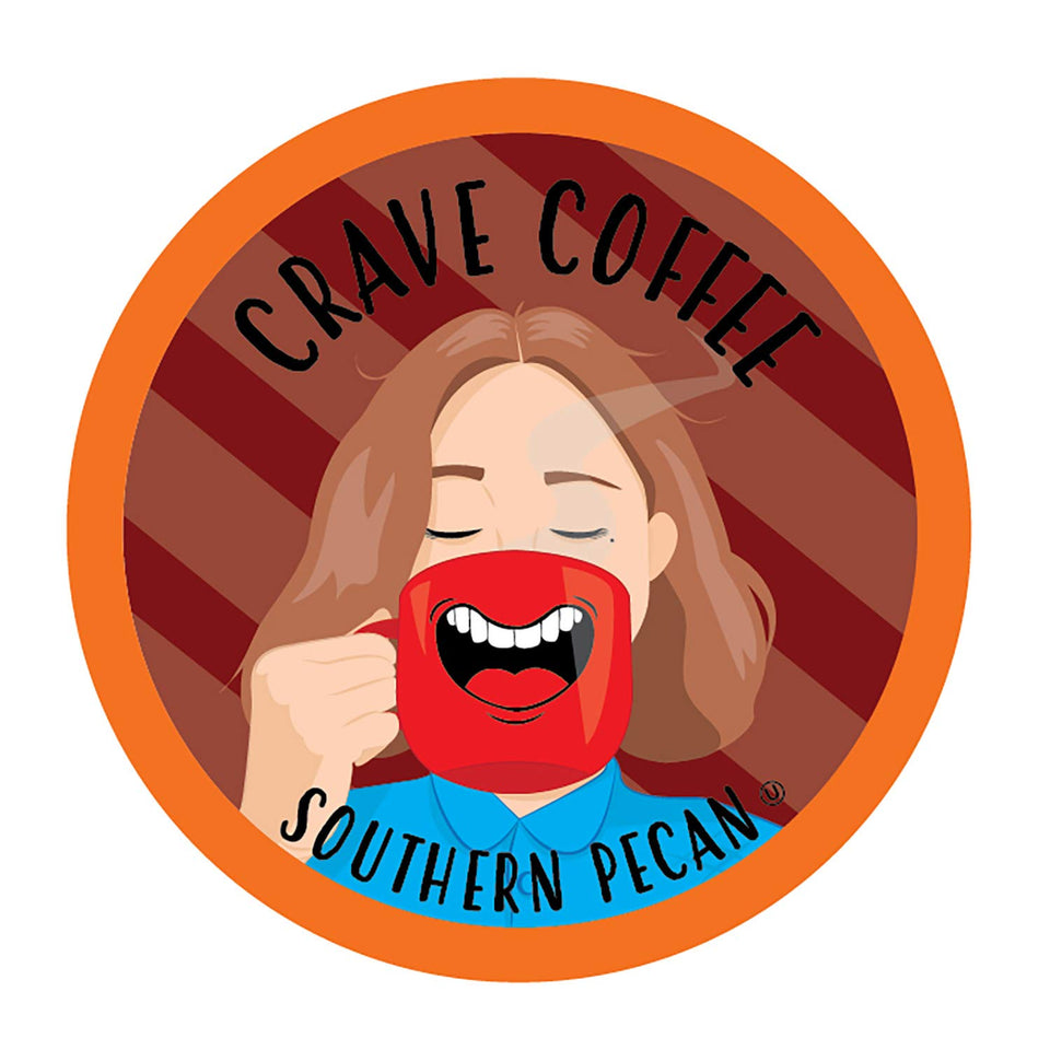 Crave Beverages Southern Pecan pod in cup for a rich breakfast pick-me-up.
