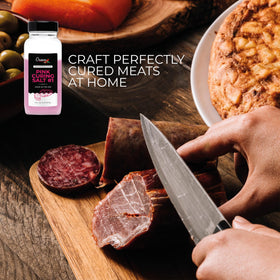 Crave Pink curing salt in meat preparation for sausages and jerky.