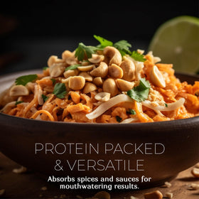 Crave Seasonings textured vegetable protein bag back explains gluten-free vegan benefits.