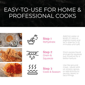 Crave Seasonings gluten-free TVP badge communicates safe high-fiber protein option.