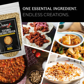 Crave Seasonings TVP meal prep idea image highlights simple plant-based dinners.